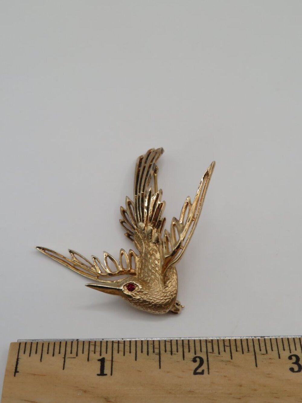Vintage Hummingbird Gold Over Sterling Brooch - Picture 6 of 7